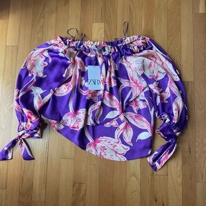 Zara purple/pink flowers blouse